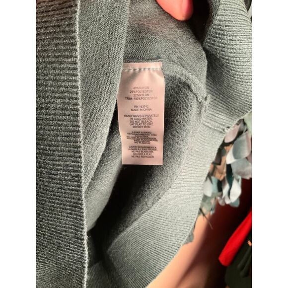 Sioni Milano Sweater Winter Green Embellished Sleeve Frill Neck Womens Large NWT - Picture 3 of 5